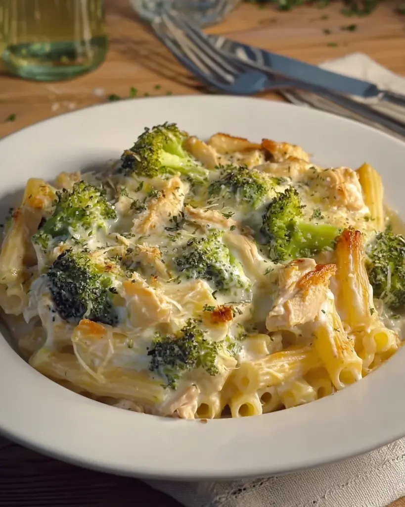 Cheesy Chicken Alfredo Broccoli Bake