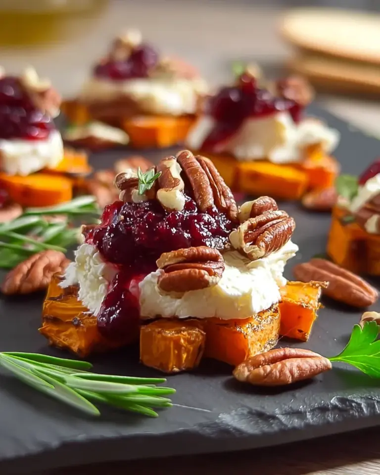Cranberry, Pecan, Goat Cheese, Sweet Potato Bites