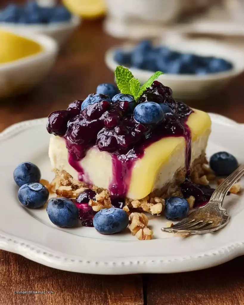 Cream Cheese Lemon Dessert with Blueberry Topping