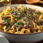 One Pan Ground Beef Stroganoff