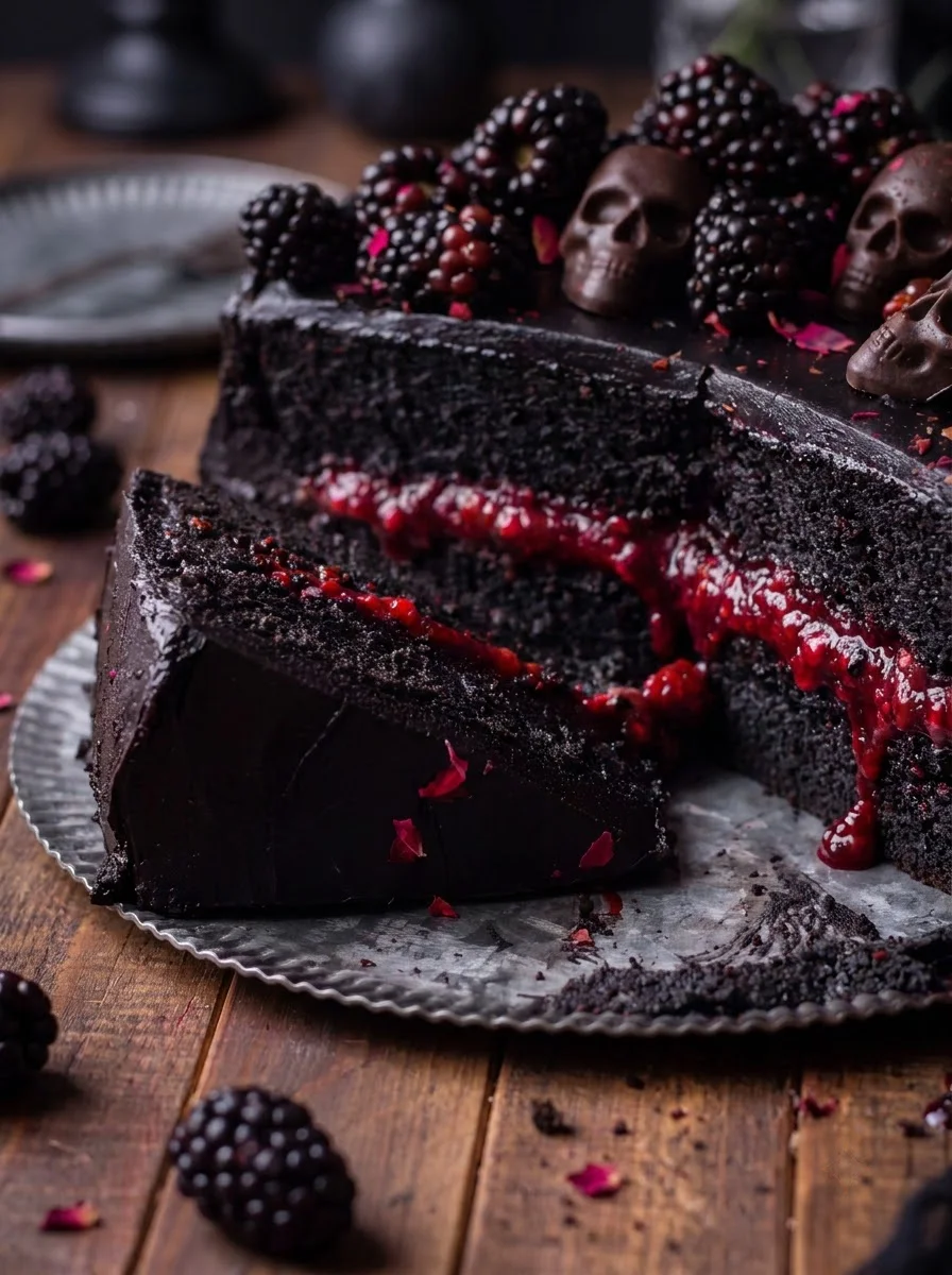 Gothic Blackberry Skull Cake